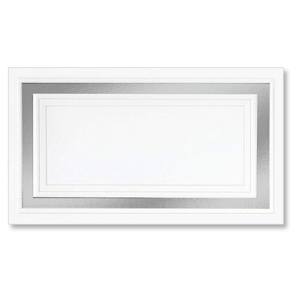 White 65lb Cover Stock Place Cards, Silver Foil Border, Micro-Perforated, 2" x 3 1/2", 200/box, Laser and Inkjet Compatible