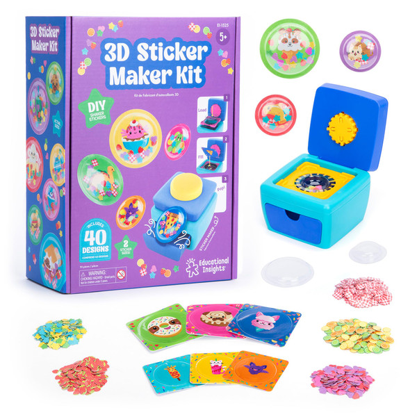 Educational Insights 3D Sticker Maker Kit - Craft Kit for Kids, Mess Free Activity, Make Your Own Sticker Machine, DIY Puffy Stickers for Kids, Creative Gifts, Boys & Girls Ages 5+