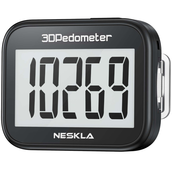 NESKLA 838 3D Pedometer for Walking, Simple Step Counter and Tracker with Large Digital Display, Removable Clip Lanyard, Accurately Track Steps for Men, Women, Kids, Adults, Seniors, Black NESKLA 838 3D Pedometer for Walking, Simple Step Counter and Tracker with Large Digital Display, Removable Clip Lanyard, Accurately Track Steps for Men, Women, Kids, Adults, Seniors, Black