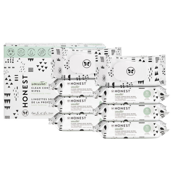 The Honest Company Clean Conscious Multi-Use Wipes Hypoallergenic Unscented for Sensitive Skin Over 99% Water Compostable Plant Based Baby Pattern Play 576 Count