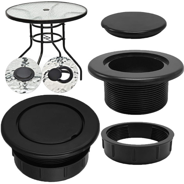 UpinFun Patio Table Umbrella Hole Ring Plug Cap Set for Outdoor Parasol Table Hole Cover Insert Pole Replacement Stabilizer Parts Black