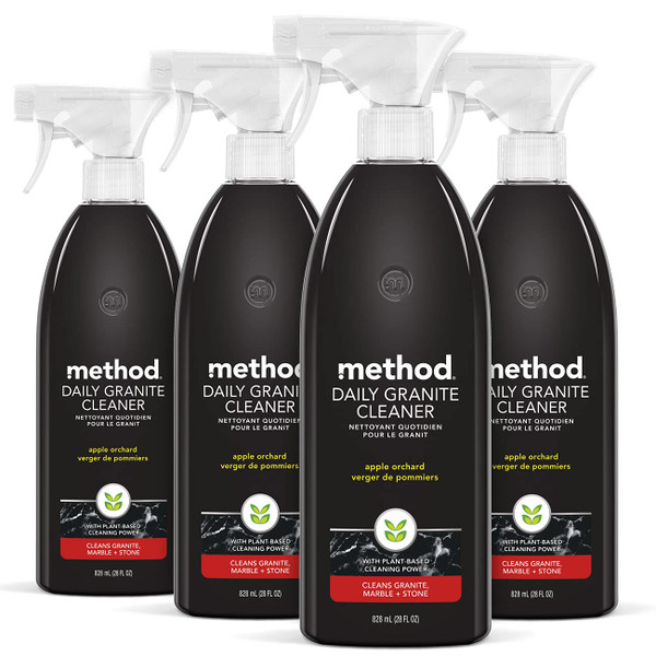Method Daily Granite Cleaner Spray, Apple Orchard, Cleaning Agent for Granite, Marble, and Other Sealed Stone, 28 oz Spray Bottles (Pack of 4)