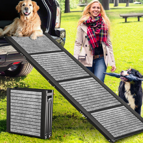 Sandpoy Extra Wide Dog Ramp for Car, SUV & Truck, 67"& 20" Aluminum Folding Dog Ramps for Large Dogs, Outdoor Portable Pet Ramp with Non-Slip Rug Surface, Dog Car Ramp Supports Up to 200 Lbs Sandpoy Extra Wide Dog Ramp for Car, SUV & Truck, 67"& 20" Aluminum Folding Dog Ramps for Large Dogs, Outdoor Portable Pet Ramp with Non-Slip Rug Surface, Dog Car Ramp Supports Up to 200 Lbs
