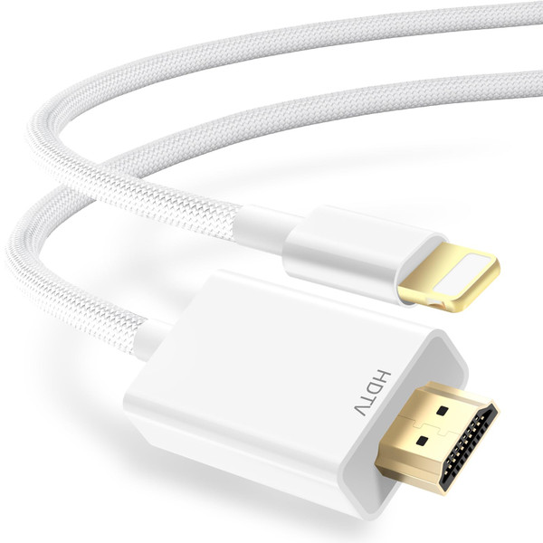 [MFi Certified] Lightning to HDMI Cable 6.6FT, 1080P HD Lightning to HDMI Adapter, Digital AV Adapter, Sync Transmit Video Audio, Compatible with i-Pad, i-Phone 14/13/12/Pro For TV Projector Monitor