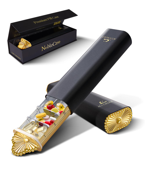 Accordly Premium Weekly Pill Organizer, 7-Day Compact Pill Case for Purse, Lightweight Gold Aluminum Pill Box for Vitamins, Medicine, Supplements, Luxury Wellness Gift Accordly Premium Weekly Pill Organizer, 7-Day Compact Pill Case for Purse, Lightweight Gold Aluminum Pill Box for Vitamins, Medicine, Supplements, Luxury Wellness Gift