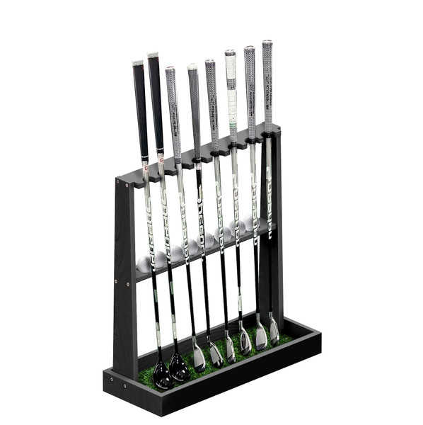 Golf Club Holder Stand,Wooden Golf Club Rack -Indoor Display Rack,Golf Club Organizer for 8 Clubs and 11 Balls Storage,Golf Rack for Storage Sports Outdoors Wall Garage