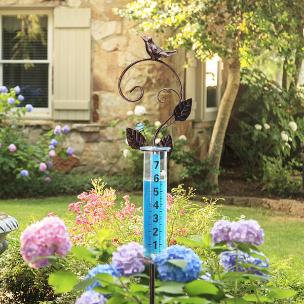 WONDER GARDEN Rain Gauge Outdoor,Freeze Proof Rain Gauges Outdoors Best Rated, Metal Bird Decorative Rain Gauge Garden Stakes for Yard,Garden,Lawn Decor