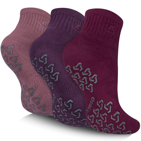 Ozaiic Non Slip Socks Grip for Yoga Home Workout Pure Barre, Pilates, Hospital, Ideal Cushion Socks for Men and Women