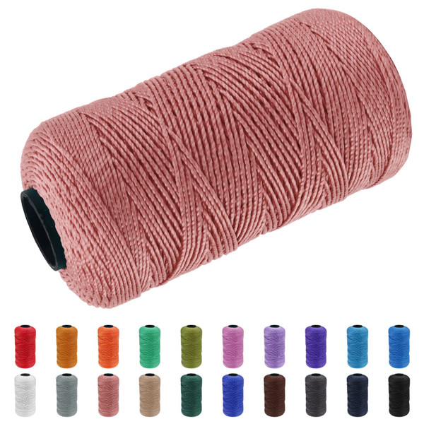 CAMAL Braided Nylon String 3 Strands 1.5mm x 218 Yards Twisted Twine Rope Mason Line String for Gardening Making, DIY Arts Projects, Christmas Decoration, Hanging Ornaments (Bean Paste)