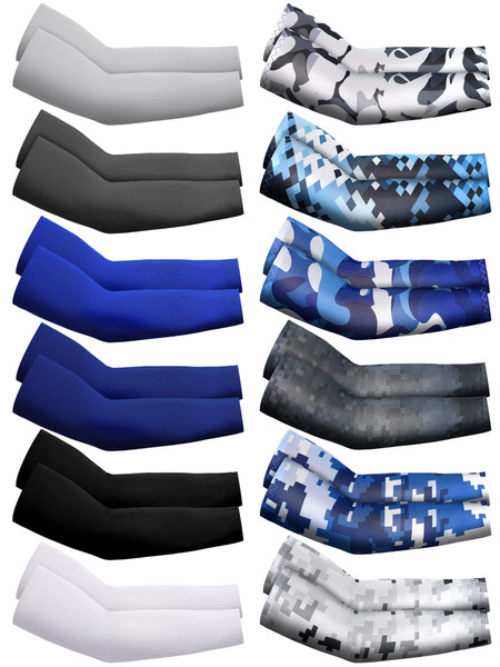 Newcotte 12 Pairs Arm Sleeves for Kids Compression Football Baseball Youth UV Protection Breathable Cooling Sleeve(Stylish,4-8 Years)