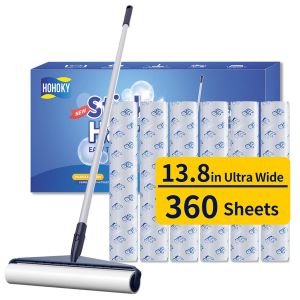 13.8in Large Size Floor Lint Rollers for Pet Hair Extra Sticky 51.2in Long Handle Giant Big Hair Picker Upper from Sticky Mop for Cleaning Dog Cat Hair Animal Fur Removal Roller Couch Bed Sheet Carpet