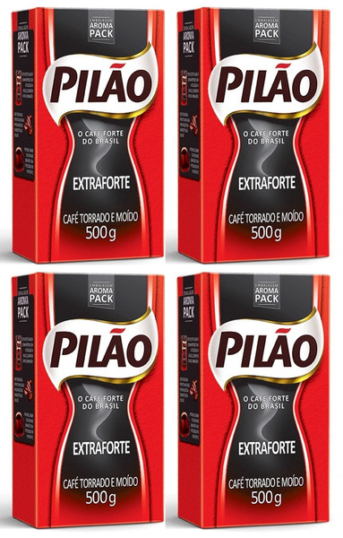 Pilao Extra Strenght Coffee 17.6 oz Café Extra Forte 500g Pack , 70.54 Ounce, (Pack of 4) Pilao Extra Strenght Coffee 17.6 oz Café Extra Forte 500g Pack , 70.54 Ounce, (Pack of 4)