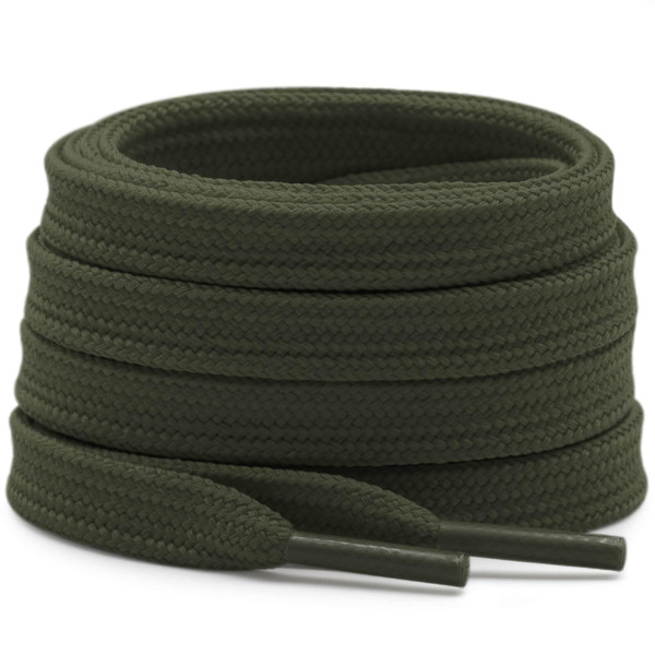 DELELE Solid Flat Shoe Laces: Hollow Thick Army Green Shoelaces for Sneakers 2 Pair 31 inch