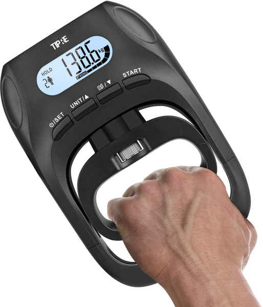TIPRE 396lbs/180kg Grip Strength Tester, Hand grip Dynamometer, Digital Grip Strength Tester with LCD Display, Adjustable Hand Grip Training Gauge, Hand Exercisers for Sports Home School Use - Black