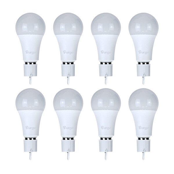 Surgebulb Battery Backup Light Bulb - Emergency Self Rechargeable Support for Power Outages - 6+ Hours Without Electricity - Flashlight for Home, Camping, Outdoor, Hurricane - 9W - White - 8Pack