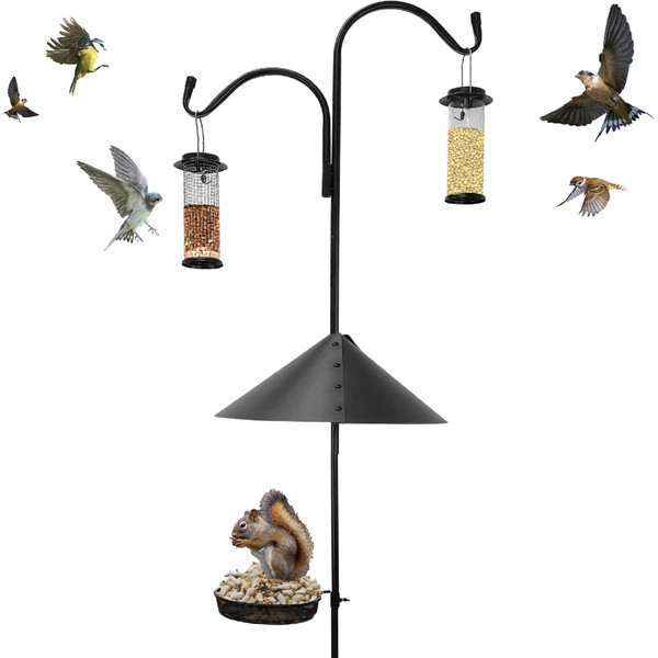 EasyGo Product Squirrel Proof Bird Feeder Wild Bird Station - Powder Coated 81 Inch Steel Pole Squirrel Baffle 2 Bird Feeders 1 Squirrel Peanut Feeder - 5 Prong Base PATENTS PENDING EasyGo Product Squirrel Proof Bird Feeder Wild Bird Station - Powder Coated 81 Inch Steel Pole Squirrel Baffle 2 Bird Feeders 1 Squirrel Peanut Feeder - 5 Prong Base PATENTS PENDING