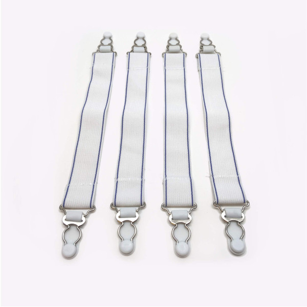 Levinsohn Fresh Ideas Bed Sheet Straps, For Use With All Fitted Sheet Sizes, 4-Pack, White