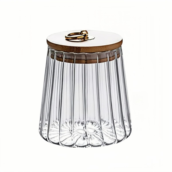 ANSQU Sugar Container with Bamboo Lid, 23.7oz Sugar Bowl Coffee Canister Glass Food Storage Jars Candy Jar, Decorative Jar for Coffee Bar Accessories