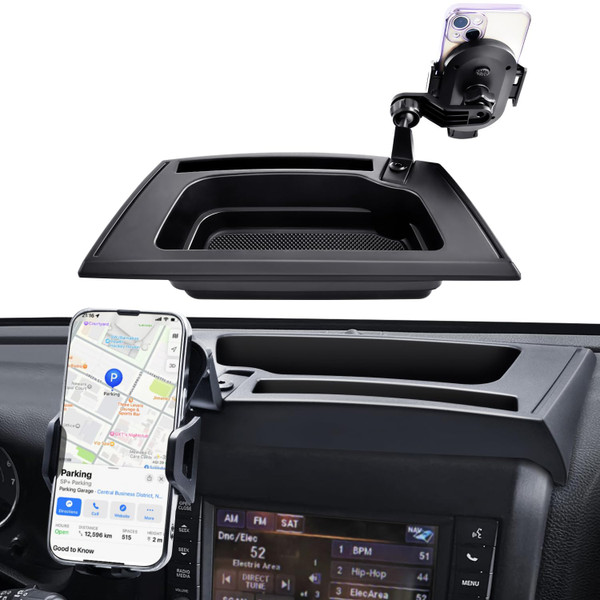 MEALAM 2011 2012 2013 2014 2015 2016 2017 Jeep Wrangler JK JKU Phone Mount, Multi-Mount Phone Holder Dash Tray Storage Box System Kit with Extension Arm Metal Rod