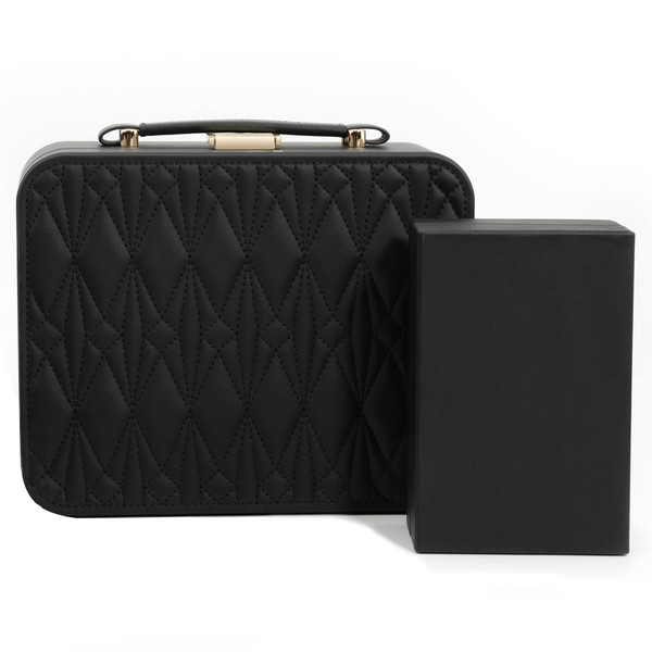 V-LAFUYLIFE Travel Jewelry Box Jewelry Storage Case Jewelry Suitcase for Women and Men 2 Layer Jewelry Organizer Box with Removable Tray (Black)