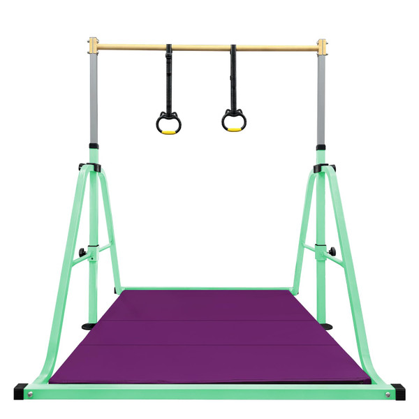 Peakpath Foldable Gymnastics Kip Bar with Mat and Ring Set,3' to 5' Height Adjustable,Kids Gymnastic Equipment for Ages 3-15,Indoor and Home Training- Max Load 260LBS Peakpath Foldable Gymnastics Kip Bar with Mat and Ring Set,3' to 5' Height Adjustable,Kids Gymnastic Equipment for Ages 3-15,Indoor and Home Training- Max Load 260LBS