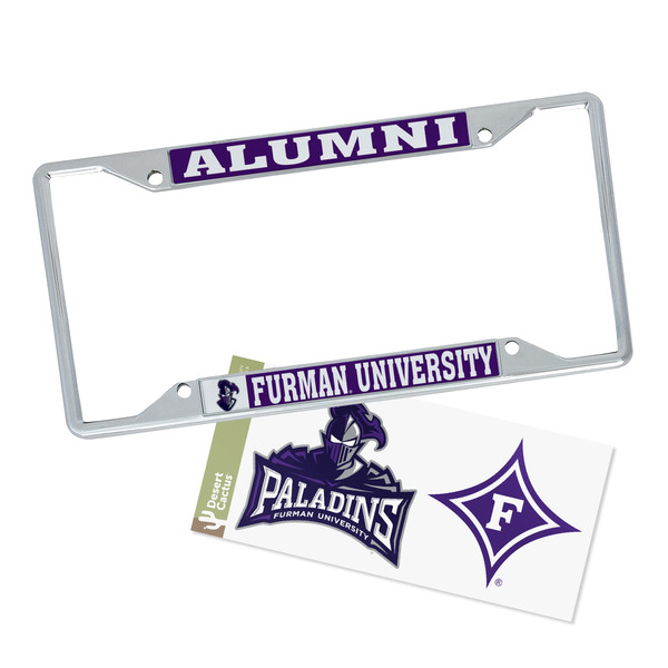 Desert Cactus Furman University Car Accessories Metal License Plate Frame and Sticker for Front or Rear of Car (Sticker Frame Combo - Alumni) Desert Cactus Furman University Car Accessories Metal License Plate Frame and Sticker for Front or Rear of Car (Sticker Frame Combo - Alumni)