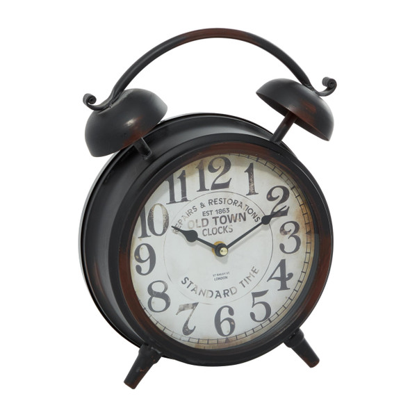 Deco 79 Metal Clock with Bell Style Top, 10" x 4" x 13", Black