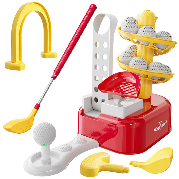 EagleStone Kids Golf Toy Set with Automatic Ball Dispenser, Upgraded Toddler Golf Club Set with Left&Right Club Heads, Indoor Outdoor Sports Toys for Boys Girls Age 3 4 5 6 7, Yard Play&Birthday Gifts