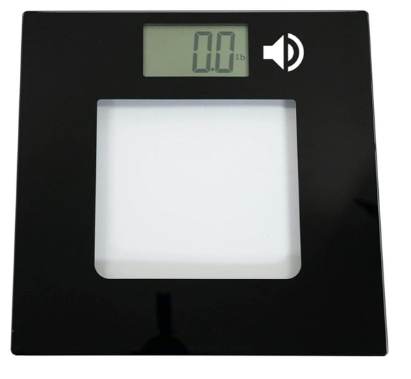 Talking Digital Scale Extra Wide Glass - Accurate Visual & Voice Display Scale for Body Weight - 395 Pounds Max - Wide Width Tamper Glass - Large LCD Display - Tap Auto On & Off