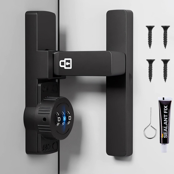 Barn Door Lock - 90 Degree Flip Latch Lock with 3 Digit Password Combination - Keyless Sliding Door Lock for 90°Cabinets Closet Windows Bathroom Shed Bifold Double French Door Locks Black