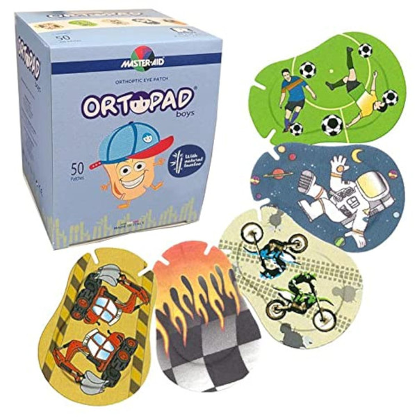 Ortopad® Bamboo Boys Eye Patches, 50/Box (Regular Size, 4+ yrs) Racing Flames Pack