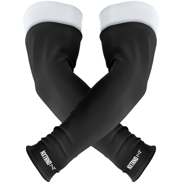 Nxtrnd Double Arm Sleeves, Two Tone Arm Sleeve, Football Arm Sleeves, Sold as a Pair (Medium, Black)