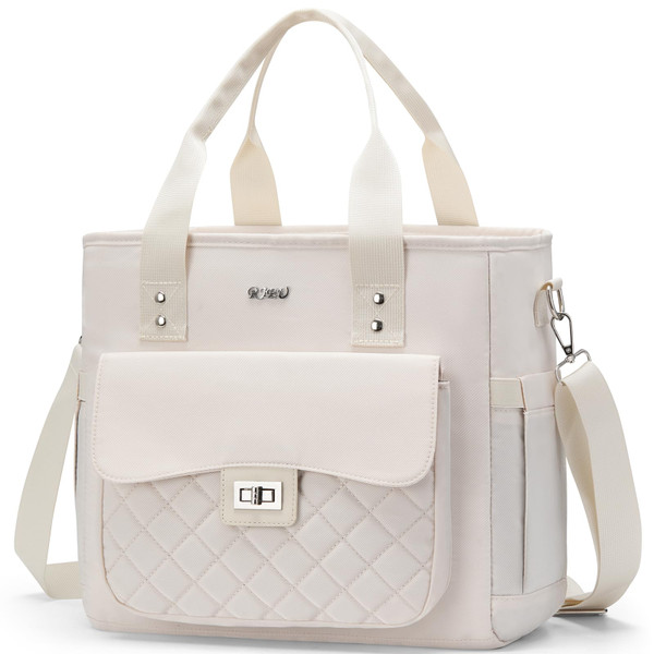 RJEU Women Lunch Box for Work,Large Insulated Lunch Bag Leakproof Cooler for Adults,Loncheras para Mujer (Beige)