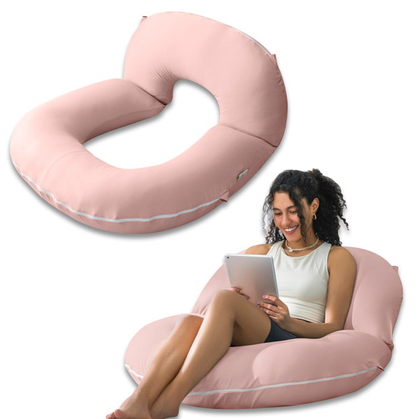 INSEN Reading Pillow, Back Pillow for Sitting in Bed and Couch, Gaming Pillow for Adults, Sit Up Support for Bed (Cooling Cotton-Apricot, Basic)