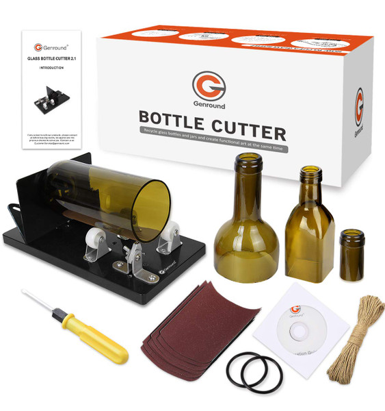Genround Bottle Cutter, Upgrade 2.1 Glass Bottle Cutter Glass Cuttting Machine for Round Square and Neck Glass Cutting Tool for DIY Projects