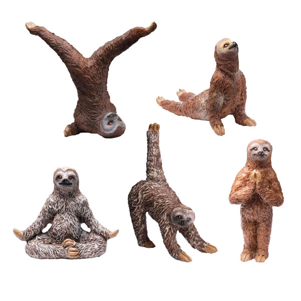 BELLA HAUS DESIGN Yoga With Sloths Figurines Set of Five - 3" Sloth Statue Action Figures, Yoga Decor Poses BELLA HAUS DESIGN Yoga With Sloths Figurines Set of Five - 3" Sloth Statue Action Figures, Yoga Decor Poses