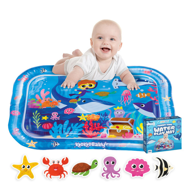 KooKooBaby Water Tummy Time Mat - Large Sensory Baby Water Mat for Tummy Time & Motor Development - Leak-Proof, Durable Play Mat for Babies 3 Months+ - Infant Water Play Mat for Baby Boys & Girls