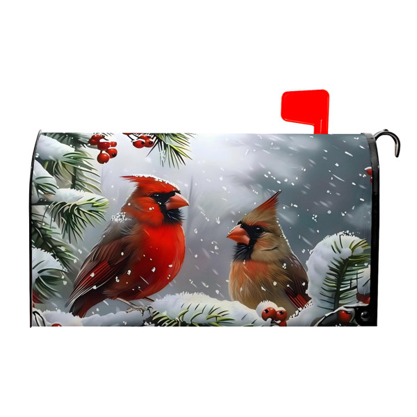 Winter Mailbox Covers Magnetic Cardinal Mailbox Cover Magnetic Red Bird Mailbox Wraps Post Letter Box Cover 21x18in for Home