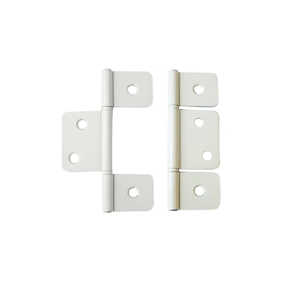 QCAA Flag Three Leaf 3-1/2" Bifold Shutter Hinge for Non-Mortise Cabinet Hardware, White, Made in Taiwan, 2 Pack