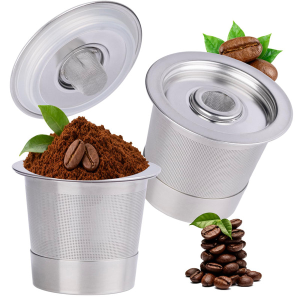 2 Pack Reusable K Cups for Keurig Coffee Pods, Stainless Steel Refillable K Cups for Keurig 1.0 | Reusable Coffee Pods Mental Eco-Friendly & BPA-Free