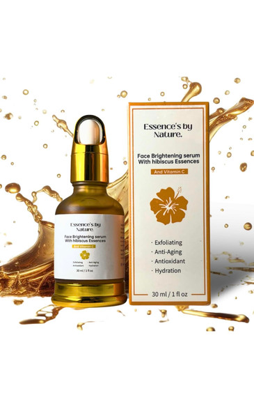 Face Brightening serum With Hibiscus Essences And Vitamin C- Moisturizes, hydrates the skin, minimizes pores, improves skin tone and firmness, reduces signs of aging, inflammation fades dark spots.