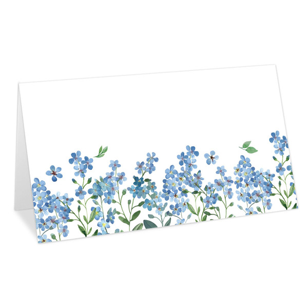 FYSUIMU 100Pcs Spring Floral Place Card 2 x 3.5 Inch Forget-Me-Not Tented Card Watercolor Blue Flower Table Name Sign for Party Bridal Banquet Dinner Reception Table Setting Supplies