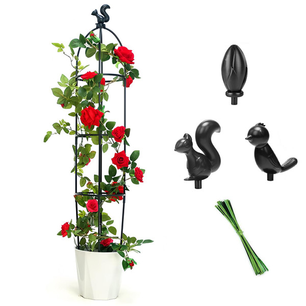 Tower Obelisk Garden Trellis for Climbing Plant,48inch Rustproof Fiberglass Potted Plant Support for Indoor Outdoor Vegetable Fruits Climbing Vines Flowers Stands Comes with 20 Ties (1 Pack)