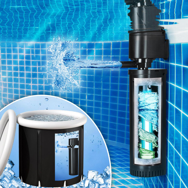 TARARIUM 400GPH Cold Plunge Filter for 100-800 Gal U-V Sanitation, Cold Pod Ice Bath Tub Filte, Small Pool Filter with Green Cleaning Machine Pool for Cold Pod Ice Bath Tub Hot Tub Water Clean