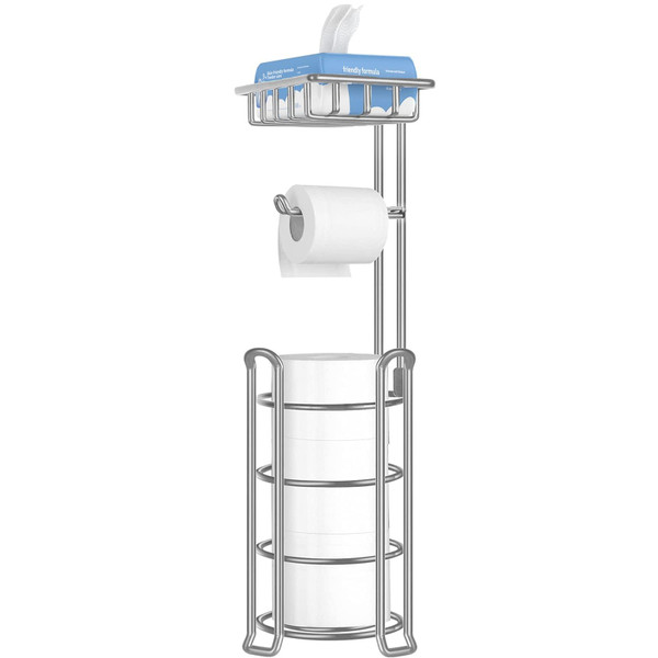 TomCare Toilet Paper Holder Stand with Storage Shelf Tissue Paper Roll Dispenser Free Standing 4 Raised Feet Toilet Paper Storage Metal Bathroom Organizers and Storage TomCare Toilet Paper Holder Stand with Storage Shelf Tissue Paper Roll Dispenser Free Standing 4 Raised Feet Toilet Paper Storage Metal Bathroom Organizers and Storage