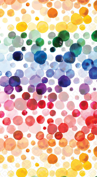 IHR Ideal Home Range Dinner Napkins Disposable 3-Ply Paper Hand Towels, 8.5" x 4.5", Rainbow Dots, 16-Count