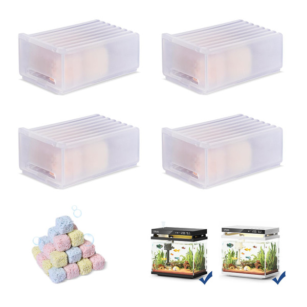 Aquarium Bio Filter Media Module: 4-Box Filtration Materials for Purify Water Quality Eliminate Odors - URUQ Fish Tank Filter Replacement