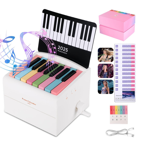 Swift Piano Calendar 2025, Mini Piano Calendar Included 52 Music Scores in 27 Cards (Pink, Small)