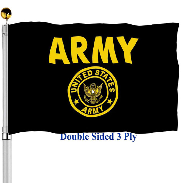 Army Crest Flags 3x5 Outdoor Double Sided- US Golden Army Crest Military Flag 3 Ply Heavy Duty with 2 Brass Grommets for Outside Outdoor