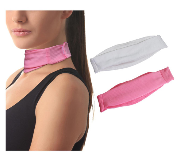 2 Pcs Trach Covers for Tracheostomy Tube Holder Adjustable Dust- Proof Shield Neck Trachea Cover,Trach Cover Band Reusable Tracheostomy Care Kits for Men and Women (White + Pink)